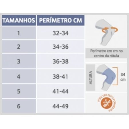 Joelheira ligamentos cruzados neopreno Thermomed ORLIMAN_medidas